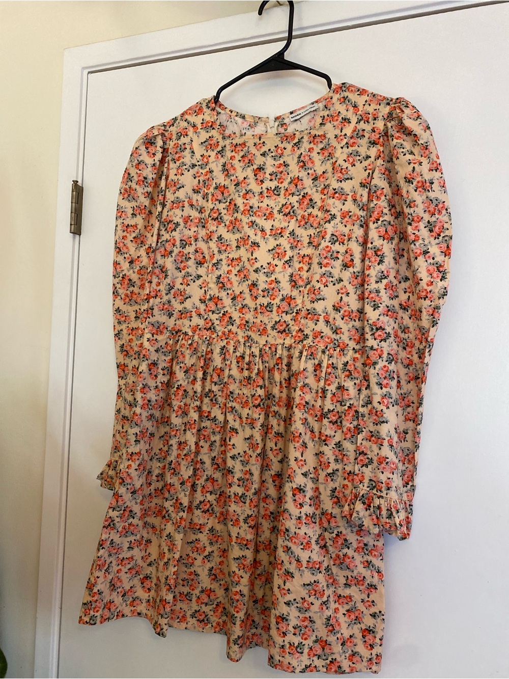 Batsheva x Laura Ashley Rose Print Dress in Cream and Coral